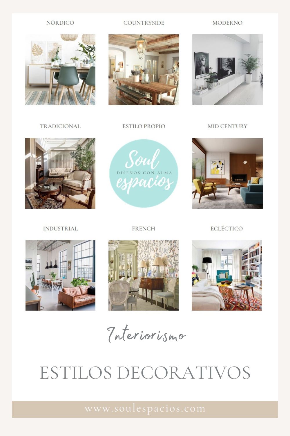 Imagen resumen con los 8 estilos decorativos más importantes