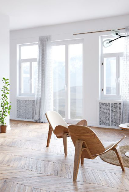 estancia con ventanas amplias y luminosas, suelos de madera
